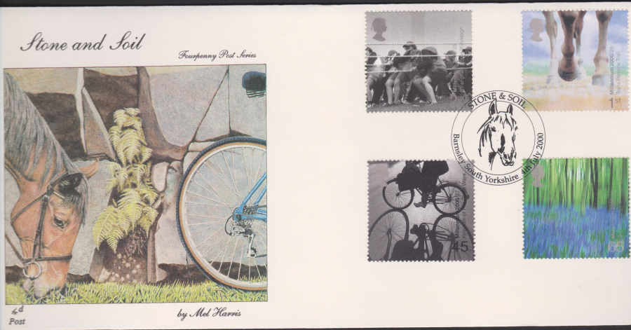 2000-4d Post FDC- Stone & Soil -Barnsley, South Yorkshire Postmark