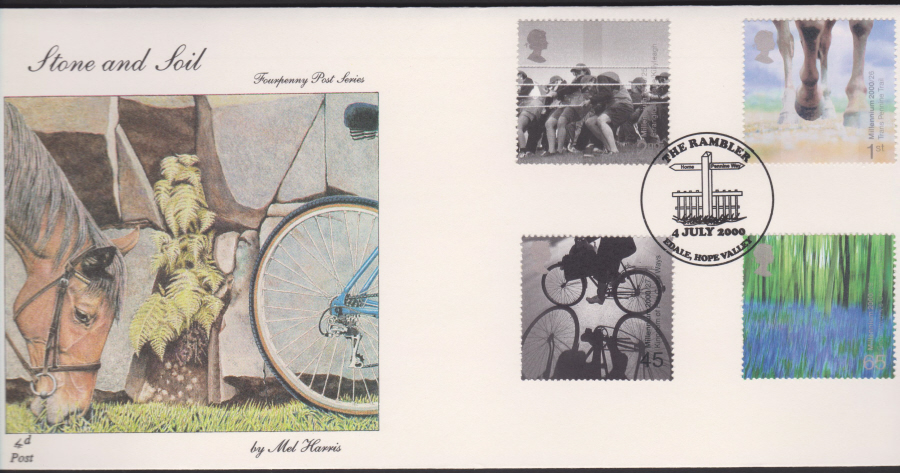 2000-4d Post FDC- Stone & Soil - The Rambler, Edale Hope Valley Postmark