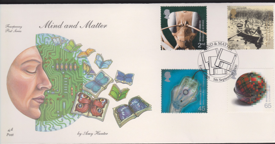 2000-4d Post FDC- Mind & Matter -Mind & Matter, Edinburgh Postmark