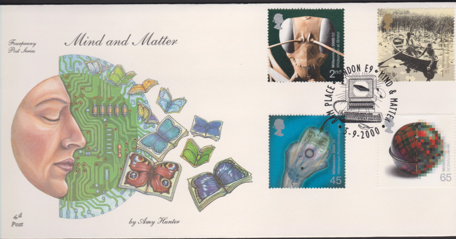 2000-4d Post FDC- Mind & Matter -Ram Place, London Postmark