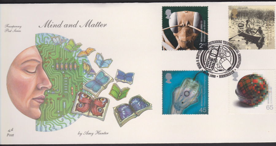 2000-4d Post FDC- Mind & Matter -Tech Innovation, Birmingham Postmark - Click Image to Close