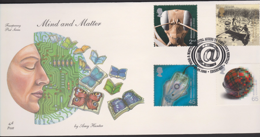 2000-4d Post FDC- Mind & Matter -Digital Access, Edinburgh Postmark - Click Image to Close