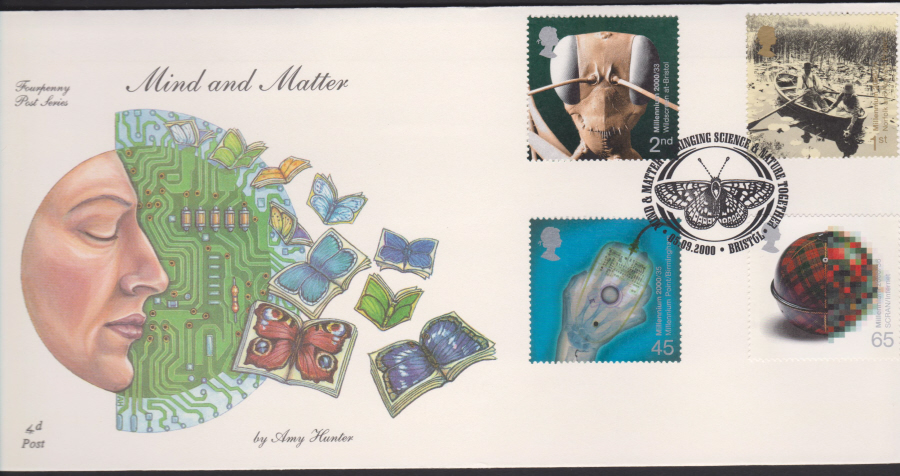 2000-4d Post FDC- Mind & Matter -Science & Nature, Bristol Postmark - Click Image to Close