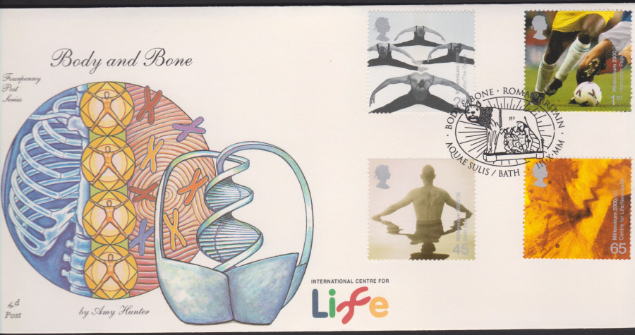2000-4d Post FDC- Body & Bone -Roman Britain, Bath Postmark