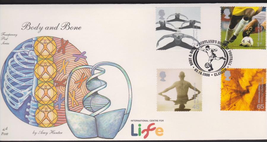 2000-4d Post FDC- Body & Bone -Scotland's Home of Football,Glasgow Postmark