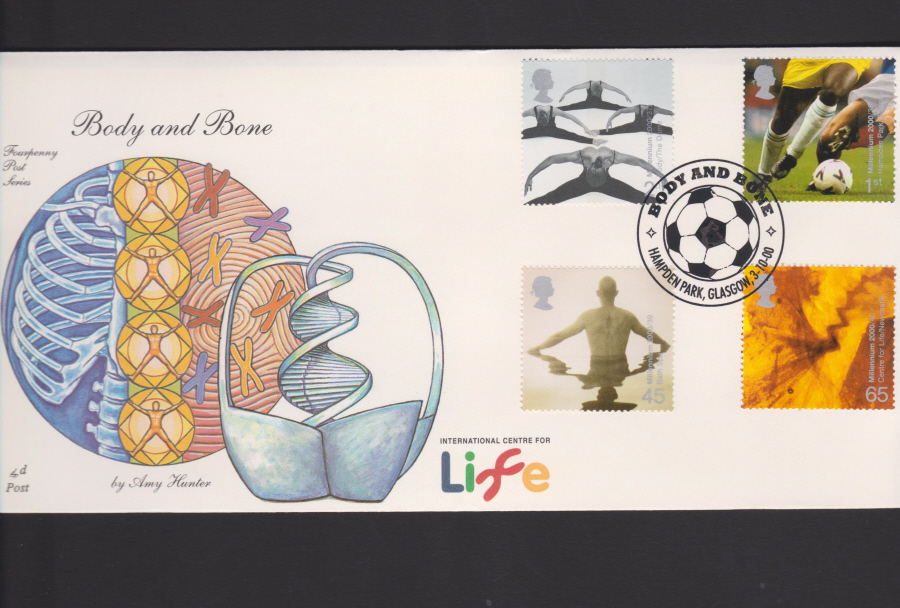 2000-4d Post FDC- Body & Bone -Hampden Parkl ,Glasgow Postmark