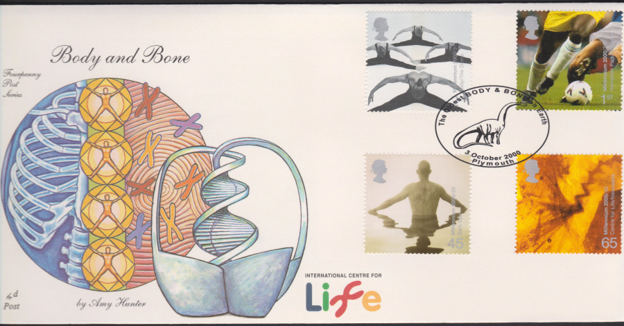 2000-4d Post FDC- Body & Bone -Body & Bone n Earth, Plymouth Postmark