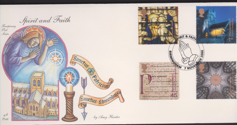 2000-4d Post FDC- Spirit & Faith - Spirit & Faith Birmingham Postmark - Click Image to Close