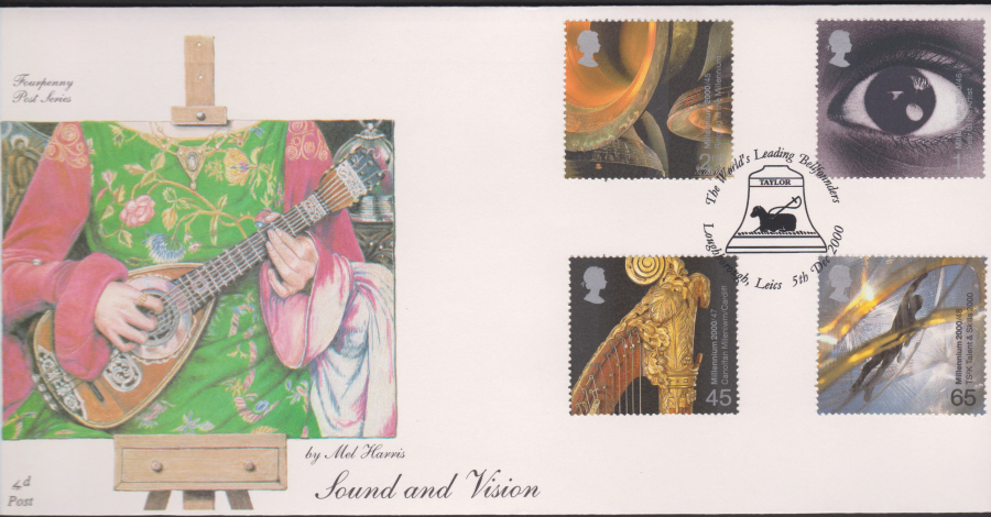 2000-4d Post FDC- Sound & Vision -Bellmakers, Loughborough, Leics Postmark