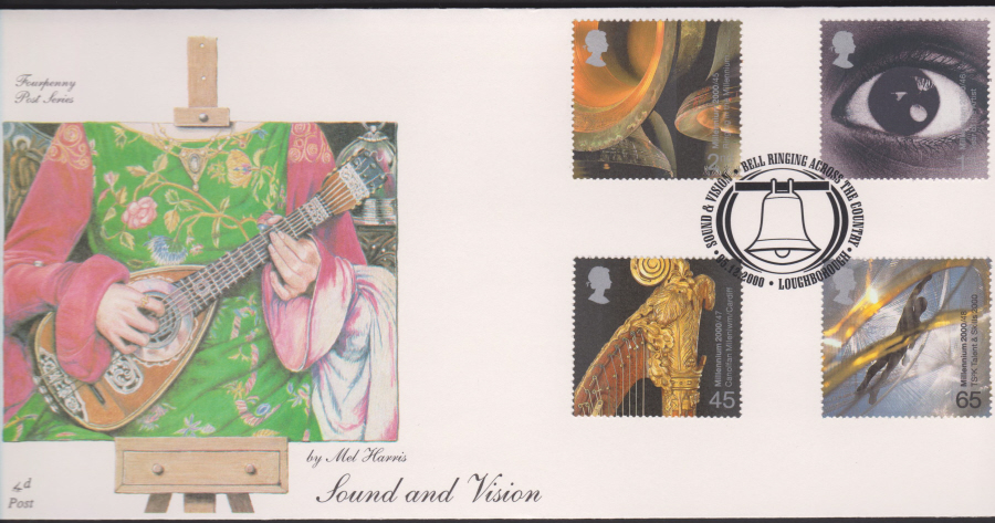 2000-4d Post FDC- Sound & Vision -Bell Ringing Loughborough, Postmark