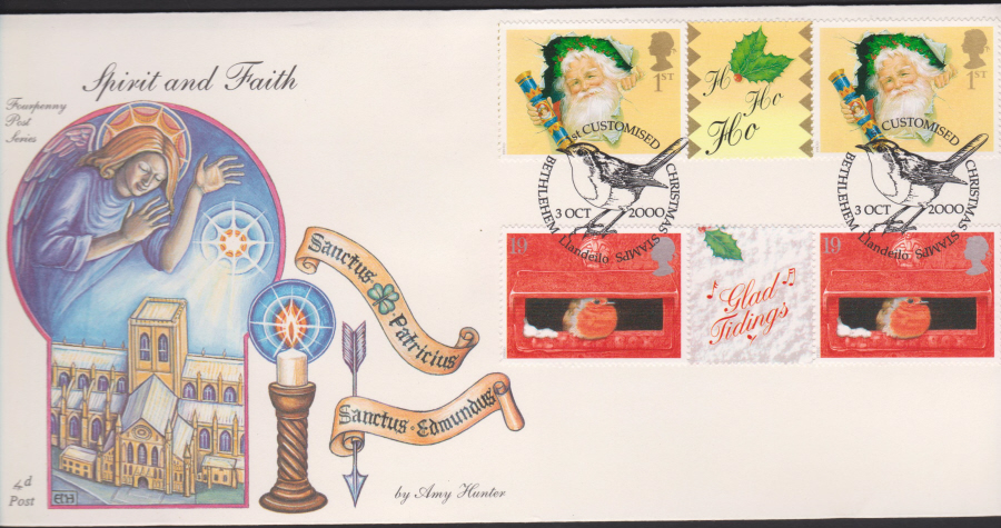 2000-4d Post FDC- Spirit & Faith Generic Sheet -Bethlehem, Llandeilo Postmark