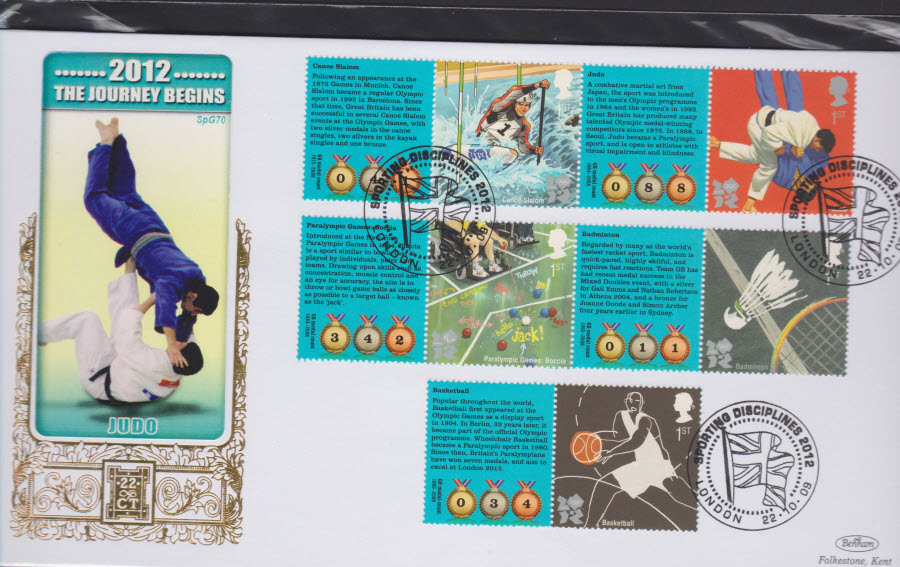 2009-OLYMPIC SOV. SHEET FDC Benham 22ct Gold SPG LONDON Postmark - Click Image to Close