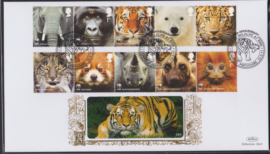 2011-WILDLIFE Benham 22ct Gold SPG DUNKELD, PERTHSHIRE PostmarK SET