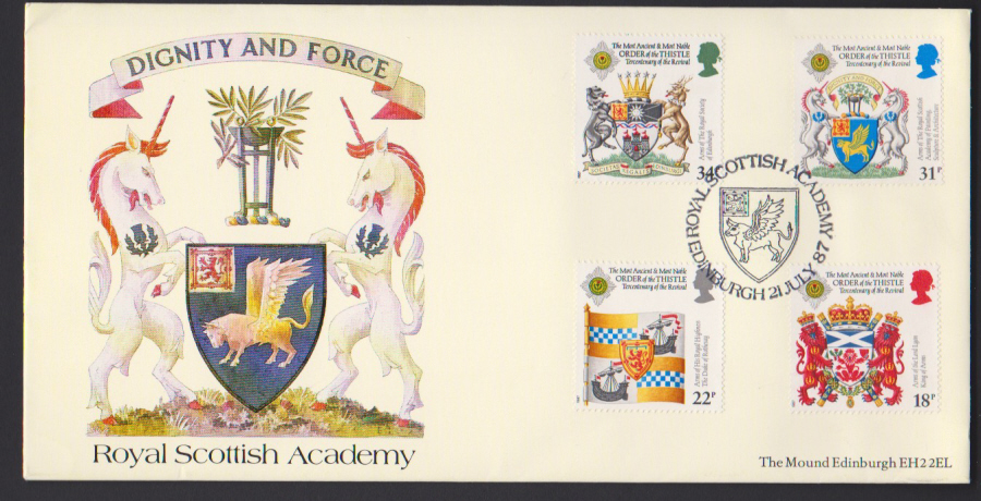 1987- Covercraft Scottish Heraldry First Day Cover Edinburgh Postmark
