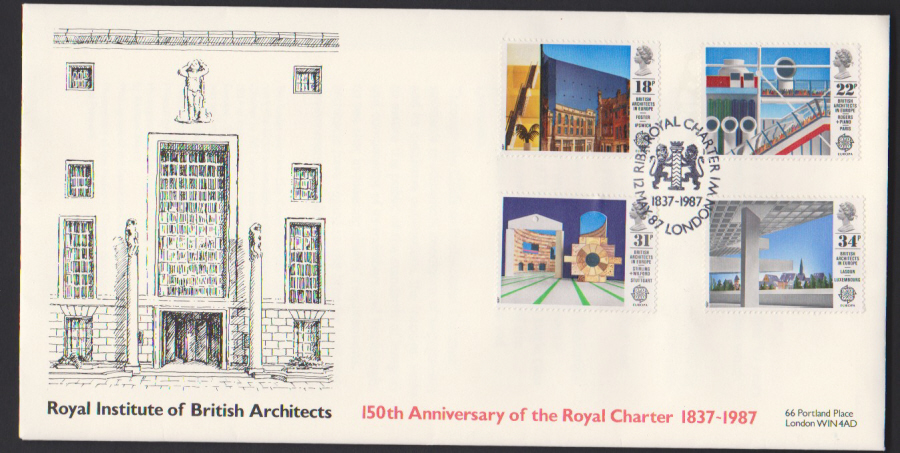1987- Covercraft British Architects First Day Cover London W1 Postmark - Click Image to Close