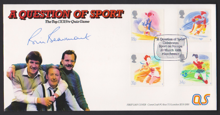 1988- Sport First Day Cover COVERCRAFT Question of Sport Manchester Postmark Signed by Bill Beaumont - Click Image to Close