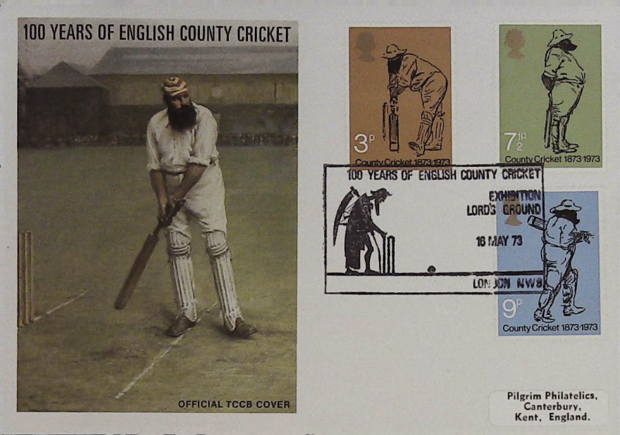 1973-F D C Cricket TCCB Official Cover Lords handstamp