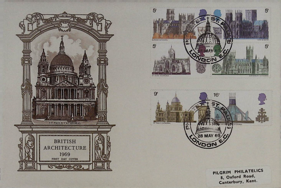 1969-F D C Cathedrals St Pauls Postmark Philart FDC