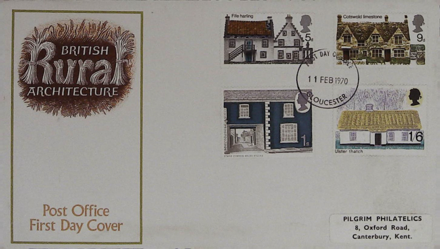1970 -F D C Rural Architecture Gloucester Handstamp Post Office Cover - Click Image to Close