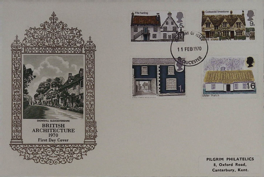 1970 -F D C Rural Architecture Gloucester Handstamp Philart Cover - Click Image to Close