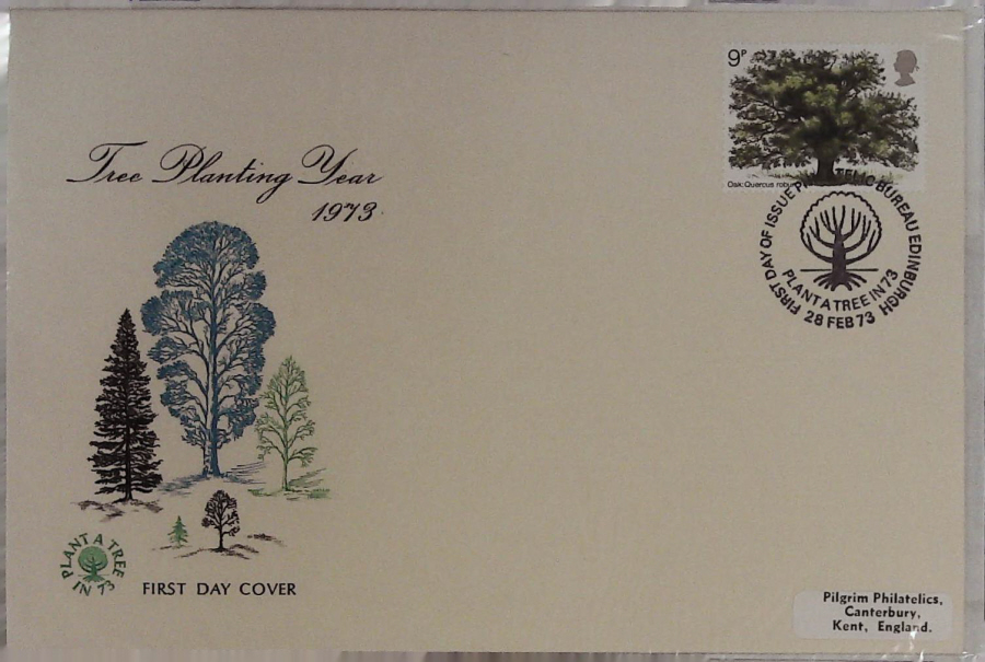 1973-F D C Oak Tree Philart Cover Edinburgh handstamp