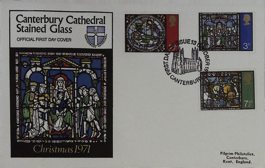 1971-F D C Christmas Cover Canterbury handstamp