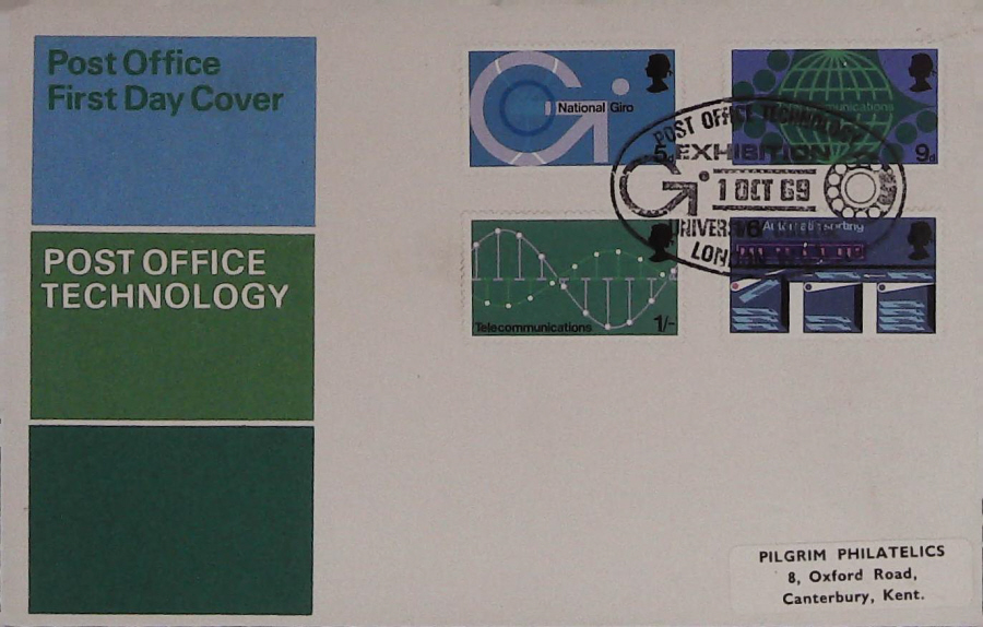 1969-F D C Post Office Technology P O Technology Exhibition Postmark P O Cover