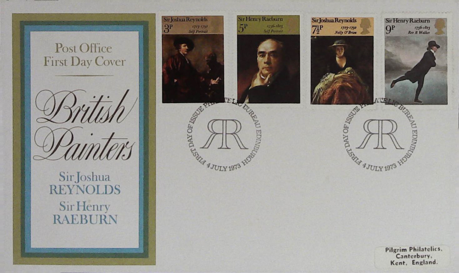 1973-F D C British Painters Post Office Cover Edinburgh handstamp