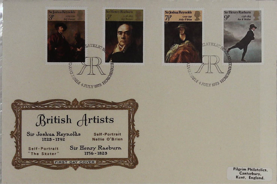 1973-F D C British Painters Philart Cover Edinburgh handstamp - Click Image to Close