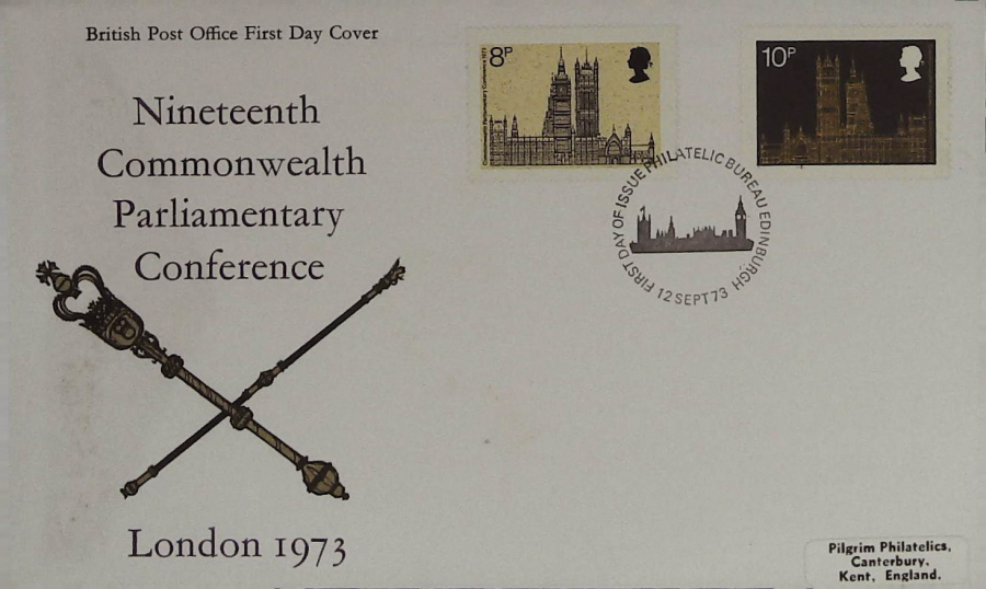 1973-F D C Parliament Post Office Cover Edinburgh handstamp