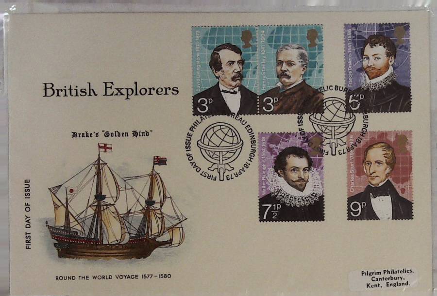 1973-F D C Explorers Philart Cover Edinburgh handstamp