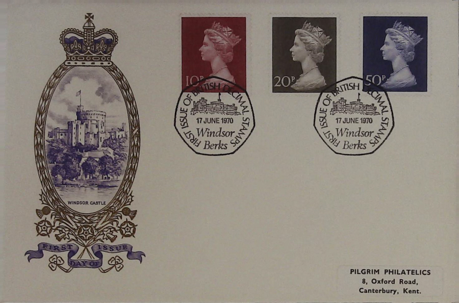 1970 - First British Decimal Stamps First Day Cover- Windsor Postmark Philart Cover