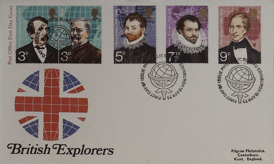 1973-F D C Explorers Post Office Cover Edinburgh handstamp - Click Image to Close