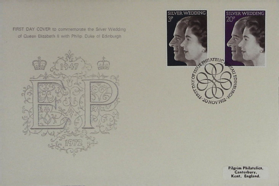 1972-F D C Silver Wedding Philart Cover Edinburgh handstamp - Click Image to Close
