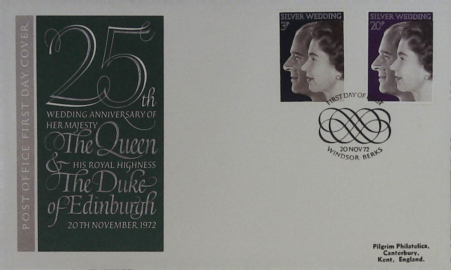 1972-F D C Silver Wedding Post Office Cover Windsor handstamp