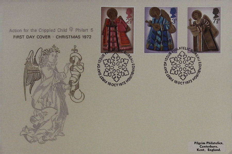 1972-F D C Christmas Philart Cover Edinburgh handstamp - Click Image to Close