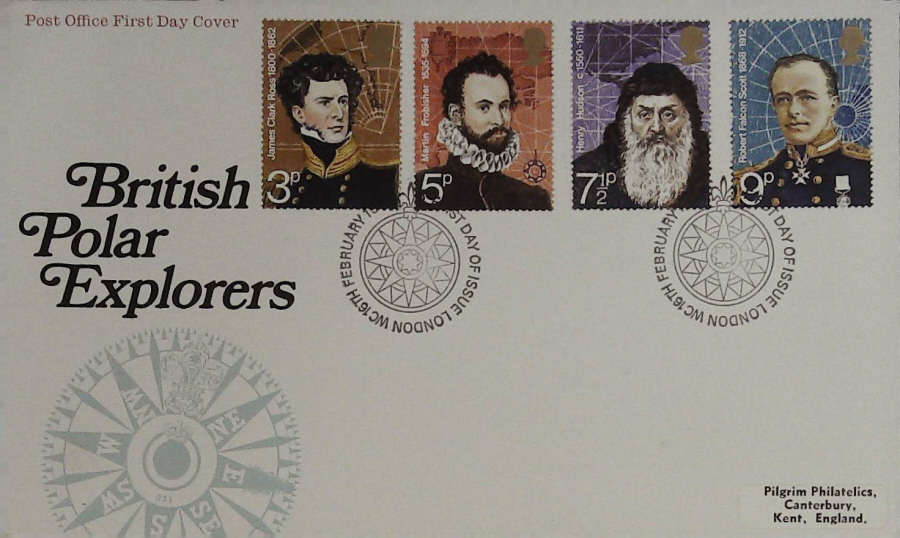 1972-F D C Polar Explorers Post Office Cover London WC handstamp