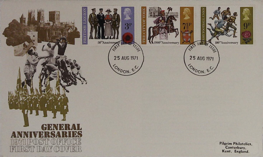 1971-F D C General Anniversaries Post Office Cover London E C Handstamp - Click Image to Close