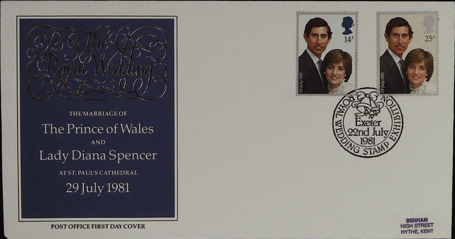 1981 - Royal Wedding Royal Mail First Day Cover - Stamp Exhibition,Exeter Postmark - Click Image to Close