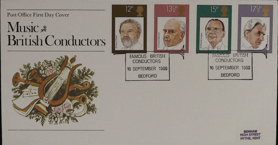 1980 - British Conductors First Day Cover - Famous British Conductors,Bedford Postmark