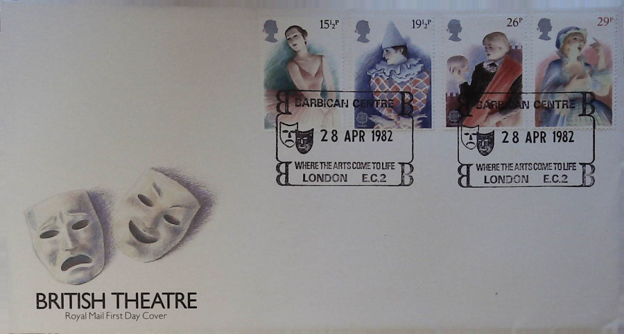 1982 - Theatre Royal Mail First Day Cover - Barbican London Postmark