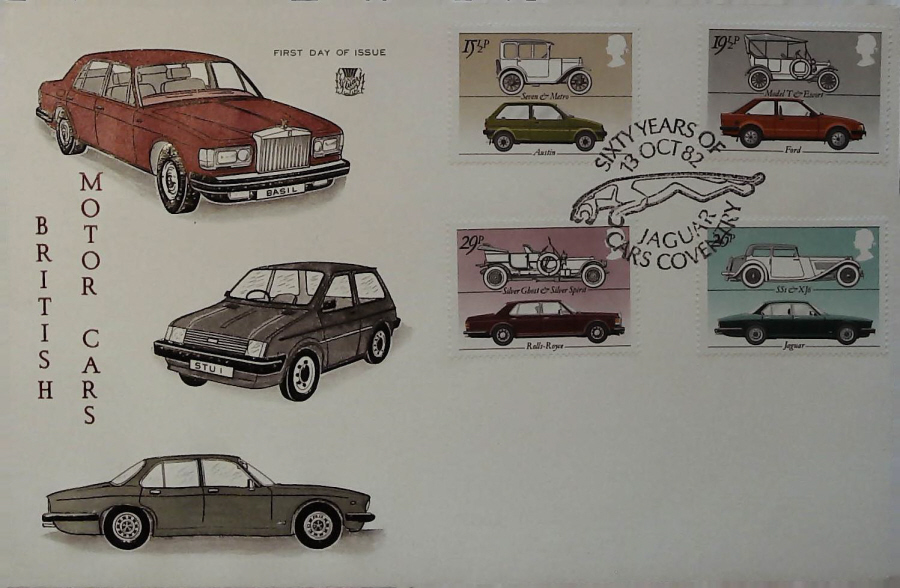 1982 - British Motor Cars STUART - Postmark:- SIXTY YEARS OF JAGUAR COVENTRY