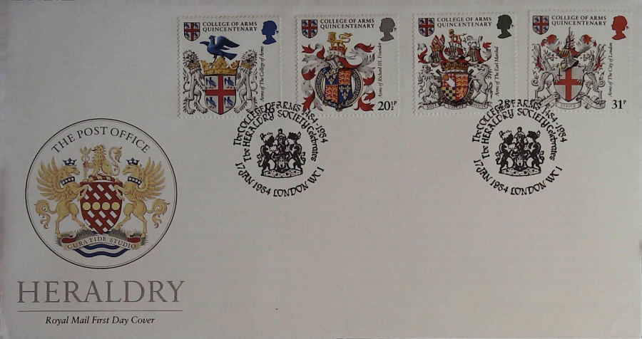 1984 - Heraldry, ROYAL MAIL First Day Cover , Postmark HERALDRY SOCIETY, LONDON WC1 - Click Image to Close