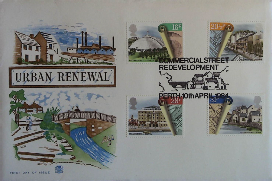 1984 - Urban Renewal STUART FDC - Postmark COMMERCIAL ST. REDEVELOPMENT, PERTH - Click Image to Close
