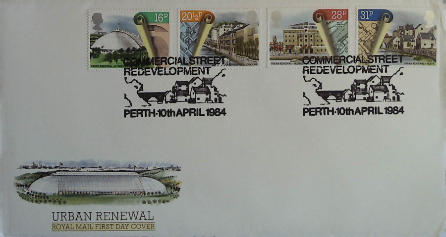 1984 - Urban Renewal ROYAL MAIL FDC - Postmark COMMERCIAL ST. REDEVELOPMENT, PERTH