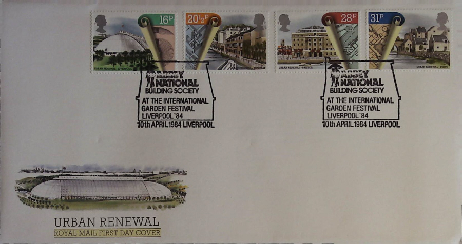 1984 - Urban Renewal ROYAL MAIL FDC - Postmark ABBEY NATIONAL BUILDING SOCIETY LIVERPOOL - Click Image to Close