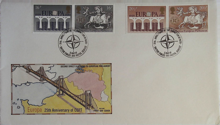 1984 - Europa PHILART FDC - Postmark 35TH ANNIV NATO FORCES P O