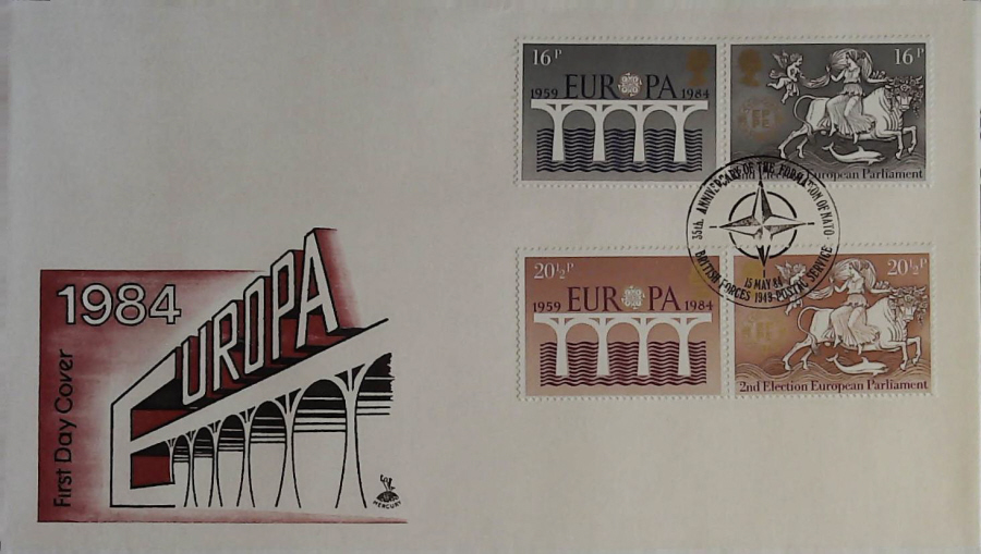 1984 - Europa MERCURY FDC - Postmark 35TH ANNIV NATO FORCES P O
