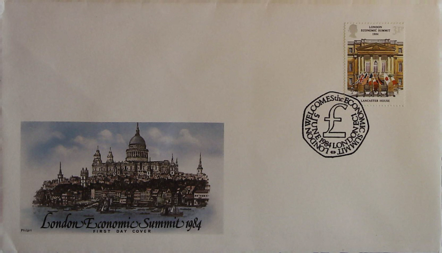 1984 - ECONOMIC SUMMIT PHILART FDC - Postmark LONDON WELCOMES SUMMIT