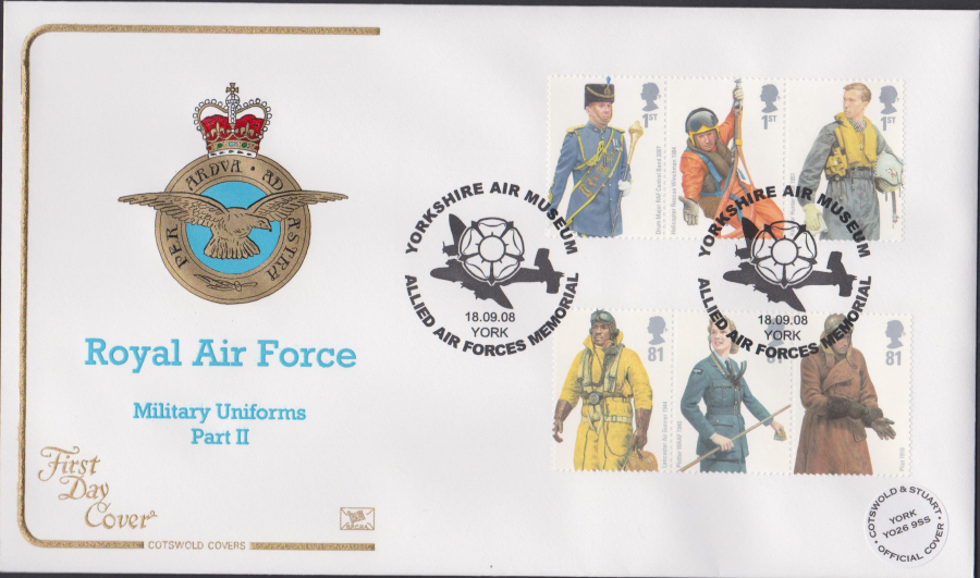 2008 -R A F Uniforms COTSWOLD FDC - Yorkshire Air Museum York Postmark